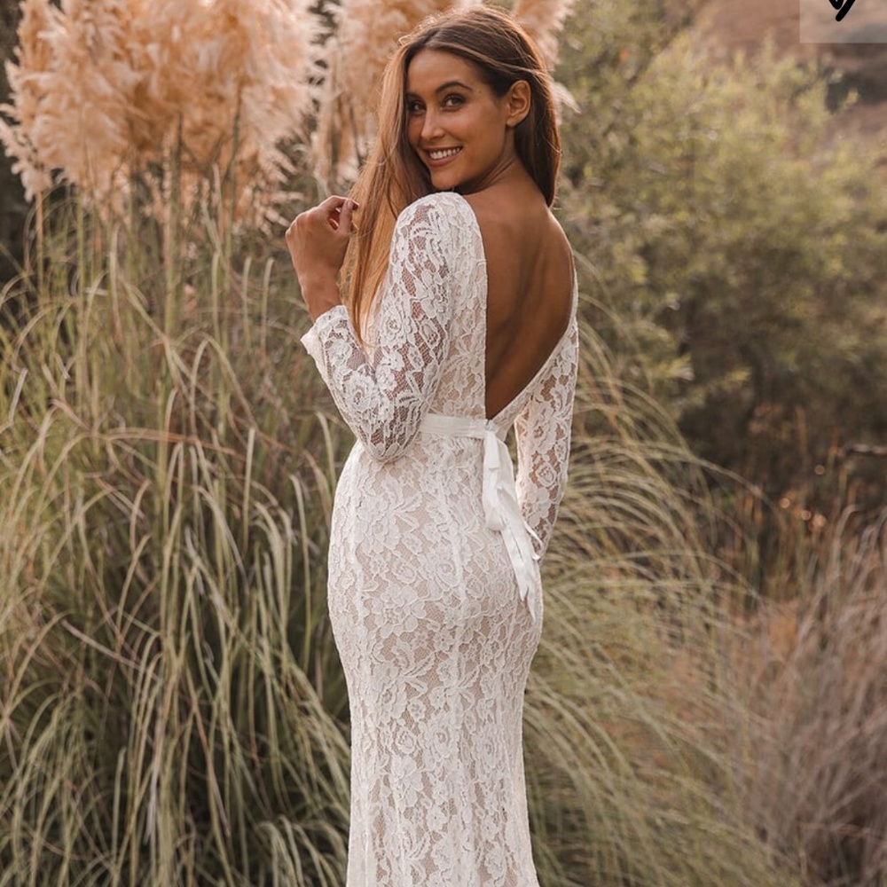 Lulu’s You’re My Forever White Lace Long Sleeve Maxi Dress